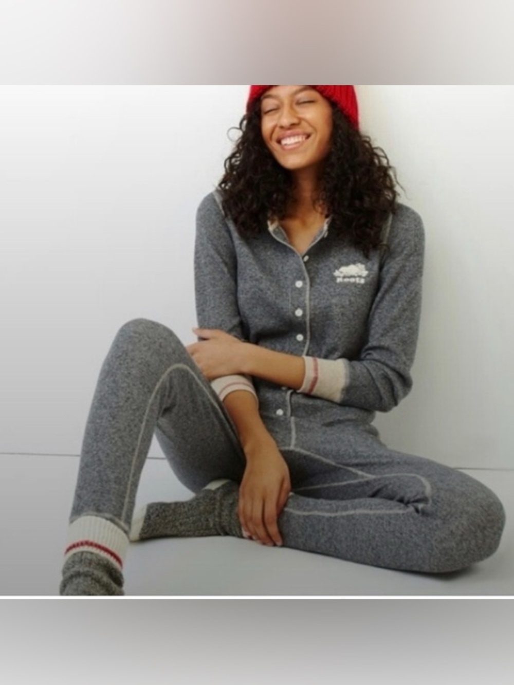 Roots Button Up Full Cabin Onesie Jogger - Salt & Pepper